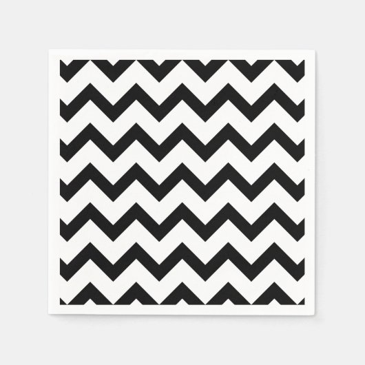 Einfache Schwarz-weiße Zickzack Musterlinien im Re Serviette (Vorderseite)