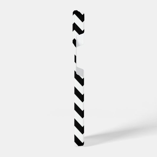 Einfache Schwarz-weiße Zickzack Musterlinien Monog iPhone Hülle (Linke Seite)