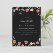 Einfache Schwarz-Wildblume Blumenhochzeit Einladung (Stehend Vorderseite)