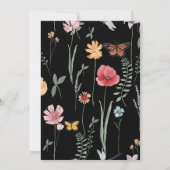 Einfache Schwarz-Wildblume Blumenhochzeit Einladung (Rückseite)
