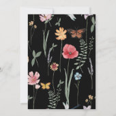 Einfache Schwarz-Wildblume Blumenhochzeit Einladung (Rückseite)