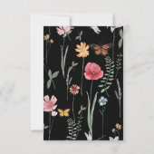 Einfache Schwarz-Wildblume Blumenhochzeit RSVP Karte (Rückseite)