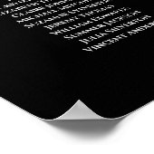 Einfache schwarze 11 Tabelle Hochzeitskarte Poster (Ecke)