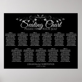 Einfache schwarze 11 Tabelle Hochzeitskarte Poster