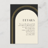 Einfache Schwarze Arch Hochzeitsgast Detail Begleitkarte (Vorderseite)