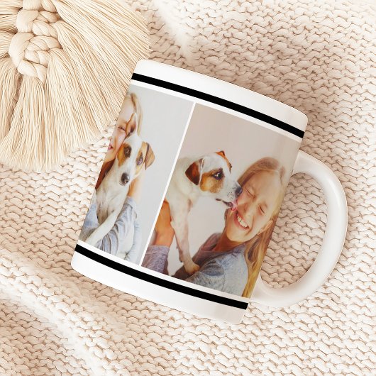 Einfache Schwarze Begleiter angepasste FotoCollage Kaffeetasse