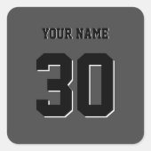 Einfache schwarze benutzerdefinierte Nummer und Na Quadratischer Aufkleber (Vorderseite)