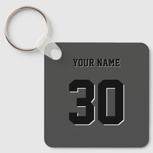 Einfache schwarze benutzerdefinierte Nummer und Na Schlüsselanhänger (Vorderseite)