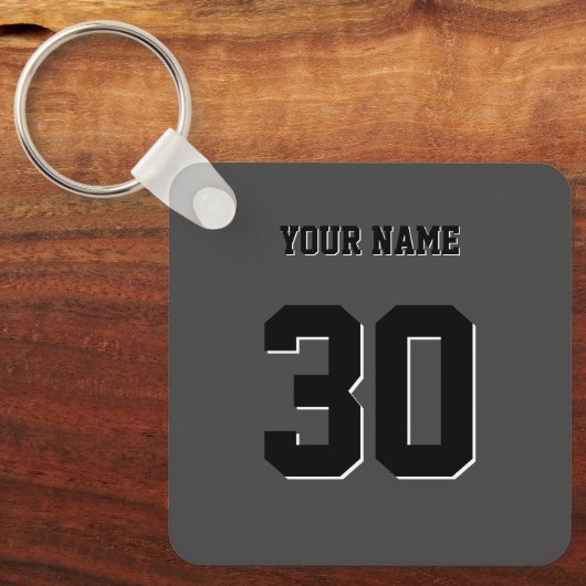 Einfache schwarze benutzerdefinierte Nummer und Na Schlüsselanhänger (Vorderseite)