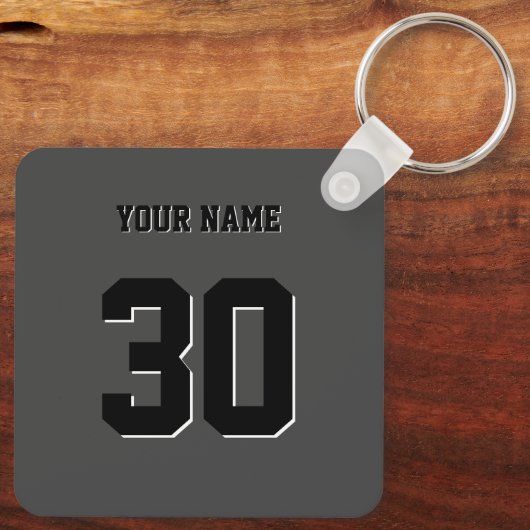 Einfache schwarze benutzerdefinierte Nummer und Na Schlüsselanhänger (Rückseite)
