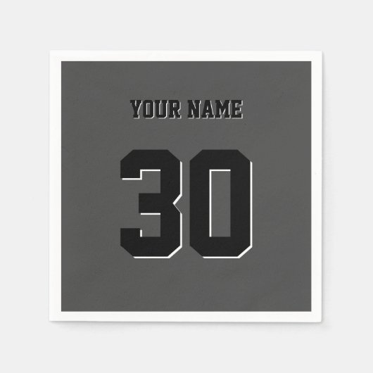 Einfache schwarze benutzerdefinierte Nummer und Na Serviette (Vorderseite)