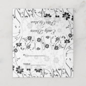 Einfache schwarze Blume Platzkarte (Außenseite Aufgefaltet)