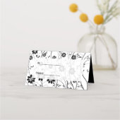 Einfache schwarze Blume Platzkarte (Vorderseite)