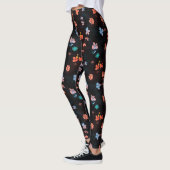 Einfache schwarze Blumenmuster Leggings (Links)