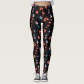 Einfache schwarze Blumenmuster Leggings (Vorderseite)