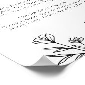 Einfache schwarze Blütenhochzeit Unterschrift Drin Poster (Ecke)