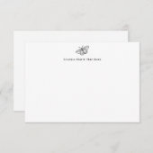 Einfache Schwarze Butterfly-Monogrammkarte Dankeskarte (Vorne/Hinten)