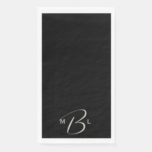 Einfache Schwarze Combo-Schriftart-Monogram-Schwar Serviette (Vorderseite)