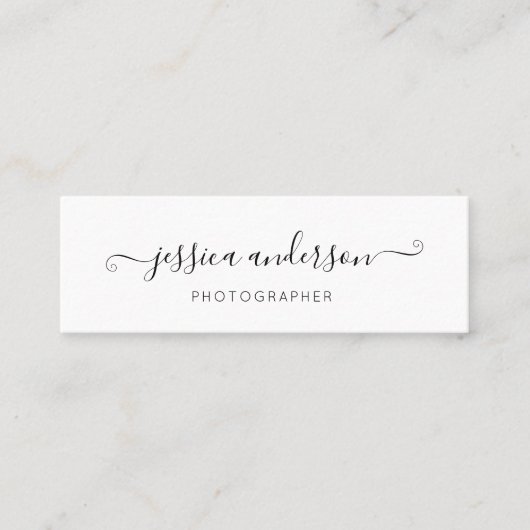 Einfache Schwarze Elegante Moderne Skriptkalligraf Mini Visitenkarte (Vorderseite)