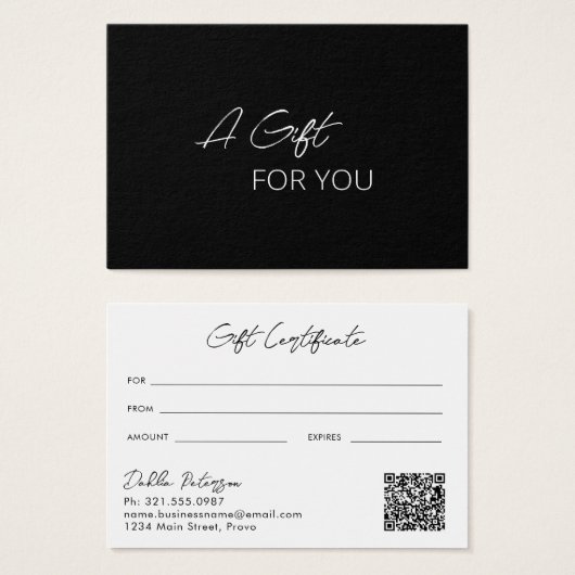 Einfache schwarze Elegante Modernes Geschenkgutsch (Vorne & Hinten)