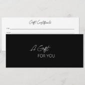 Einfache schwarze Elegante Modernes Geschenkgutsch (Vorne/Hinten)