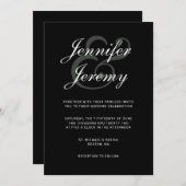 Einfache schwarze, elegante, weiße, graue Schrift Einladung (Vorne/Hinten)