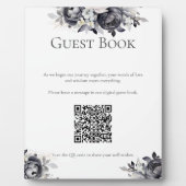 Einfache Schwarze Flora Digital Gästebuch Signatur Fotoplatte (Vorderseite)