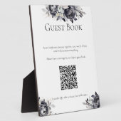 Einfache Schwarze Flora Digital Gästebuch Signatur Fotoplatte (Seite)