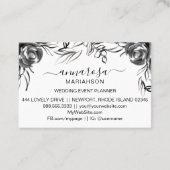 *~* Einfache schwarze Flora Elegante Blume  Visitenkarte (Rückseite)