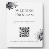 Einfache Schwarze Flora Hochzeit Programm Signatur Fotoplatte (Vorderseite)