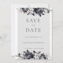 Einfache Schwarze Floral Digitale Save the Date-Ka