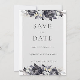 Einfache Schwarze Floral Digitale Save the Date-Ka Einladung