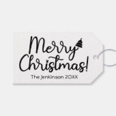 Einfache schwarze frohe Weihnachtsgeschenke Tag Geschenkanhänger (Vorderseite (Horizontal))