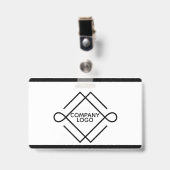 Einfache schwarze geometrische Formen Ausweis (Vorderseite mit Clip)
