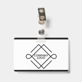 Einfache schwarze geometrische Formen Ausweis (Rückseite mit Clip)