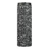 Einfache schwarze Glitzer und weiße Funken Thermosbecher (Rückseite)