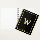 Einfache Schwarze Gold Erstmonogramm monatlich Planer (Anzeige)
