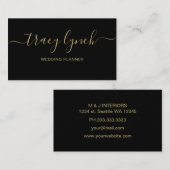 Einfache Schwarze Gold Handgeschriebene Skriptkall Visitenkarte (Vorne/Hinten)