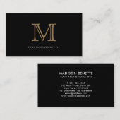 Einfache Schwarze Gold Moderne Typografie Visitenkarte (Vorne/Hinten)