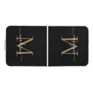 Einfache Schwarze Gold Monogram Eleganine Feminine Beer Pong Tisch