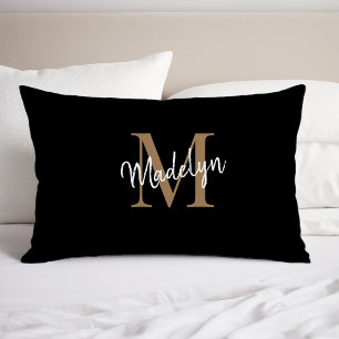 Einfache Schwarze Gold Monogram Eleganine Feminine Kissenbezug
