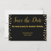 EINFACHE SCHWARZE GOLDSPOT SAVE THE DATE UAWG RSVP KARTE (Vorderseite)