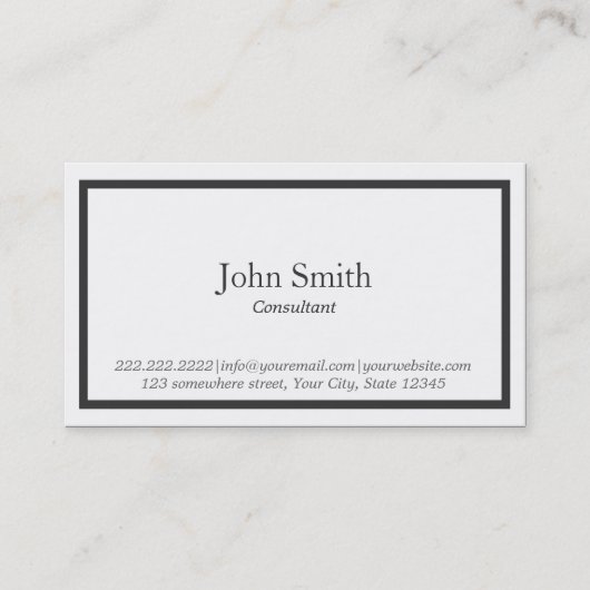 Einfache schwarze Grenzberater-Visitenkarte Visitenkarte (Vorderseite)