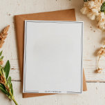 Einfache schwarze Grenze - Name Stationierung Notizblock<br><div class="desc">Das Notizblock zeichnet sich durch ein sauberes, minimalistisches Design aus, das durch einen dünnen Rahmen mit doppeltem Rahmen, der die Kanten umreißt, und durch dezente Dekorpausen an den Ecken verstärkt wird. Der weiße Hintergrund unterstreicht seine Einfachheit, während ein zentraler Bereich am unteren Rand einen personalisierten Text in einem modernen, eleganten...</div>