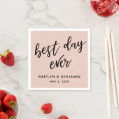 Einfache Schwarze Handschrift Bester Tag je Blush Serviette (Beispiel)