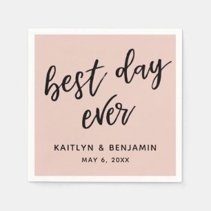 Einfache Schwarze Handschrift Bester Tag je Blush Serviette