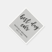 Einfache Schwarze Handschrift Bester Tag je Grau Serviette (Ecke)