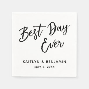 Einfache Schwarze Handschrift Bester Tag je Serviette