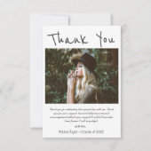 Einfache Schwarze Handschrift Foto Abschluss Dankeskarte (Vorderseite)