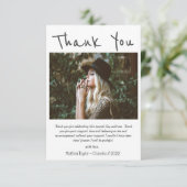 Einfache Schwarze Handschrift Foto Abschluss Dankeskarte (Stehend Vorderseite)